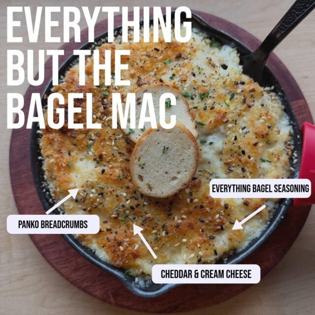 Introducing our NEW Everything But the Bagel Mac! This Mac mixes creamy Cheddar and Cream Cheese with Garlic and savory Everything Bagel Seasoning. Finished with a golden Breadcrumb crust and an extra sprinkle of Everything Spice for the perfect crunch in every bite! Come give it a try and let us know what you think! #cheeselover #macandcheese #macaroniandcheese #foodie